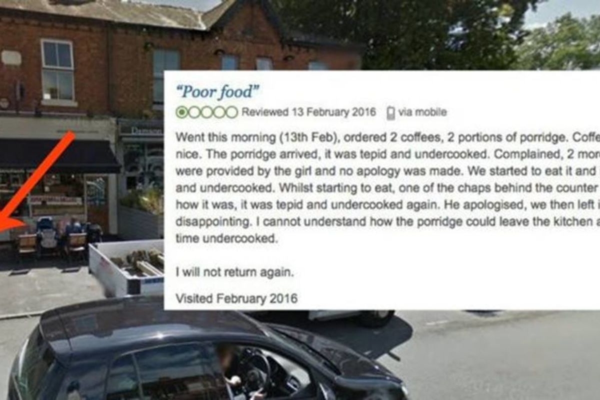 A café got a one-star review for its food but its response was five stars.