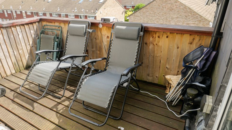 Photo of a projector on a roof terrace