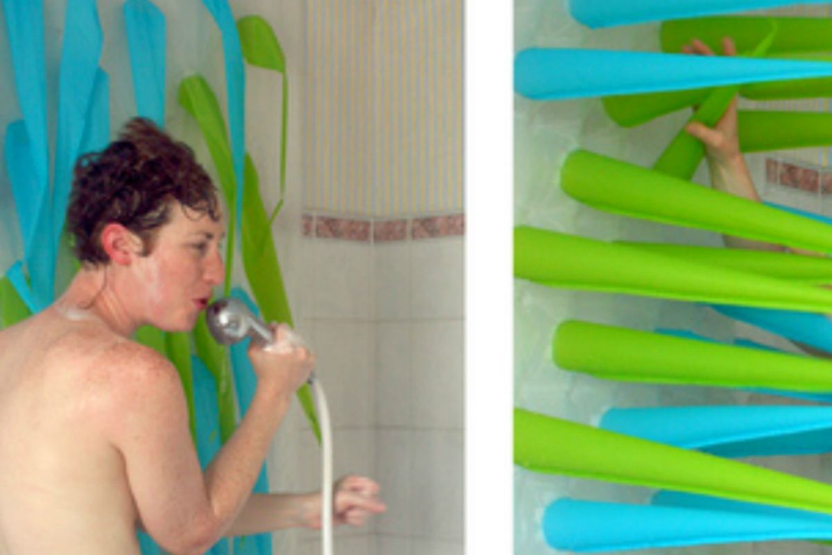 Artist creates amazing inflatable shower curtain to help save water