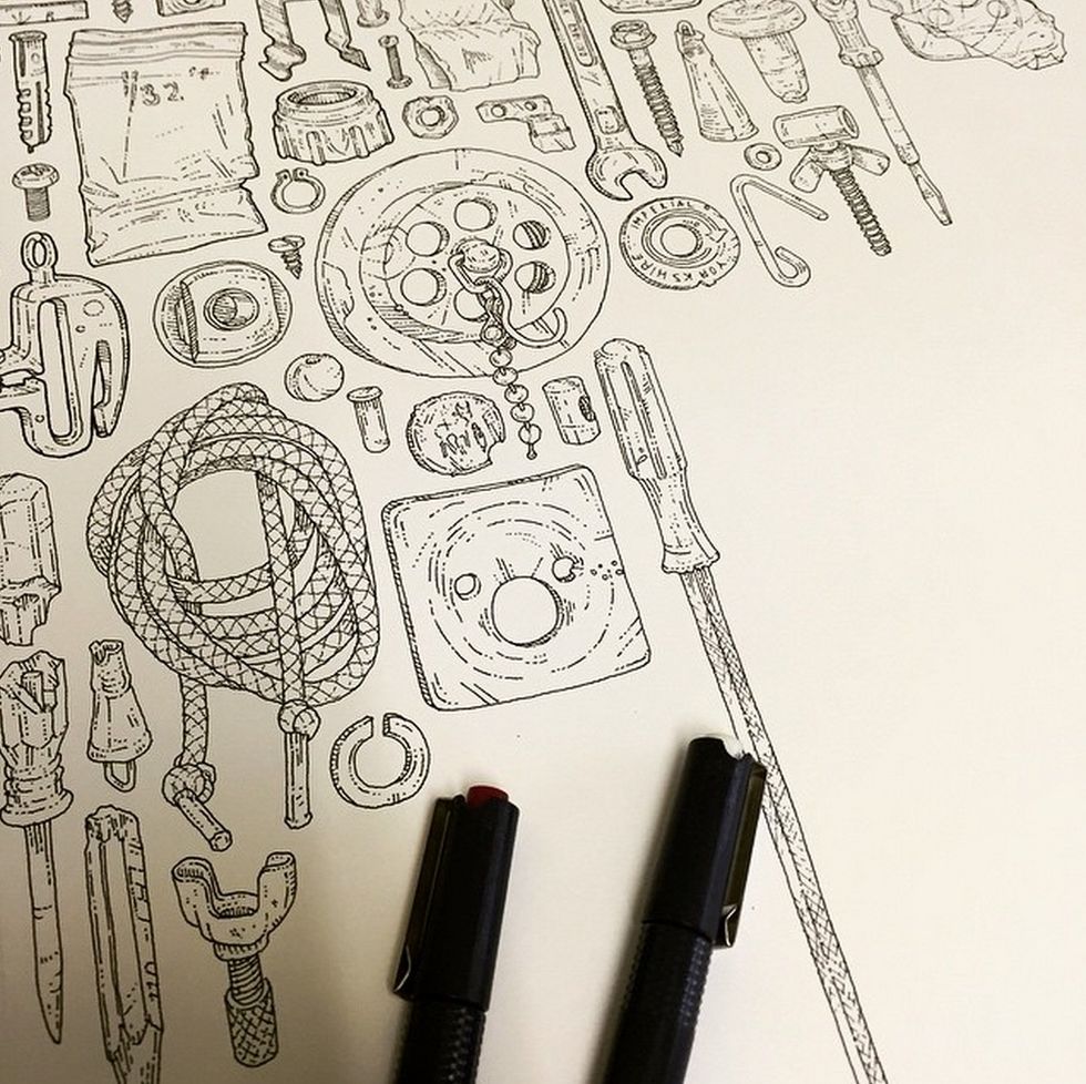 Artist Creates Moving Tribute by Hand-Drawing Every Single Item in His Late Grandfather’s Tool Shed