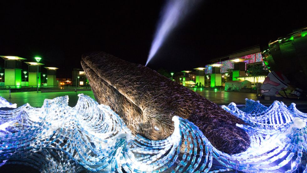 Installation Turns 70,000 Upcycled Plastic Bottles Into Illuminated Ocean