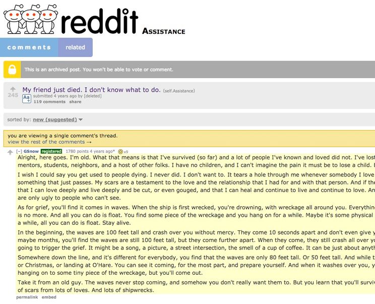 Response To Person Grieving For Friend Might Be Best Internet Comment Of All Time Good