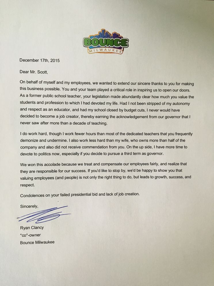 Successful Former Teacher Responds To Wisconsin Governor Scott Walker With A Scathing Letter Good