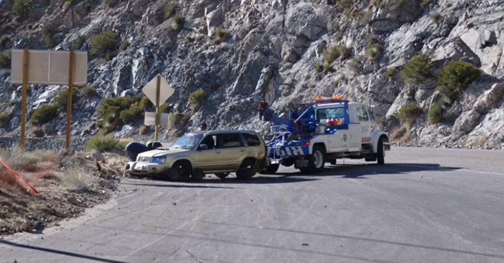 Scary Dashcam Video of a Car Going Off a Mountain