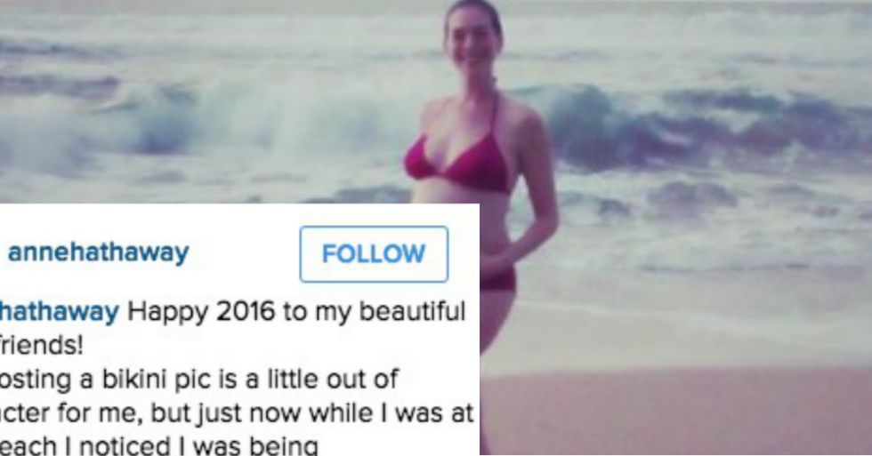 Anne Hathaway Scoops the Paparazzi by Beating Them to the Bump Shot