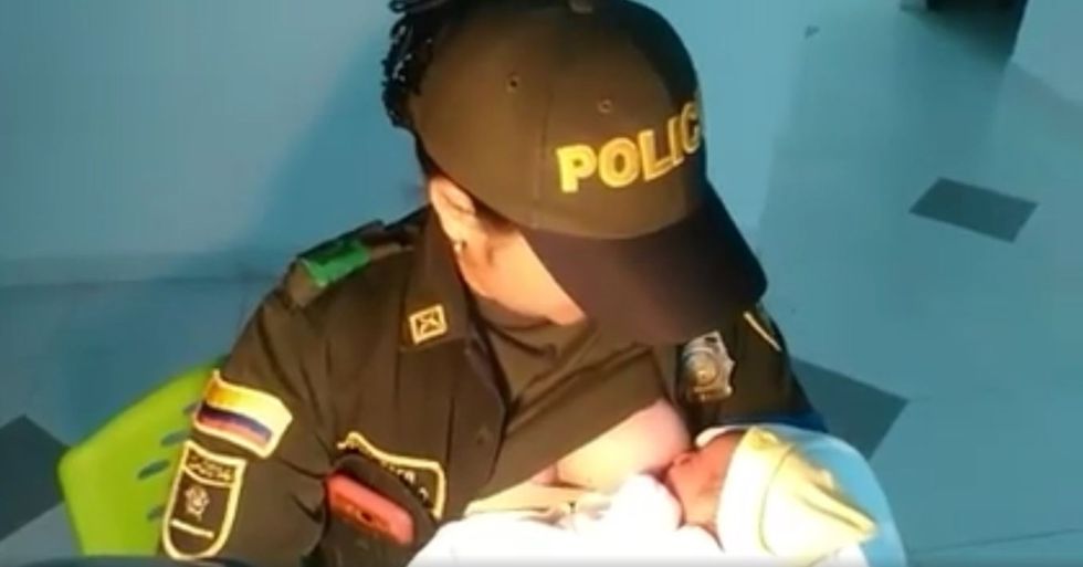 Colombian Police Officer Breastfeeds Abandoned Baby