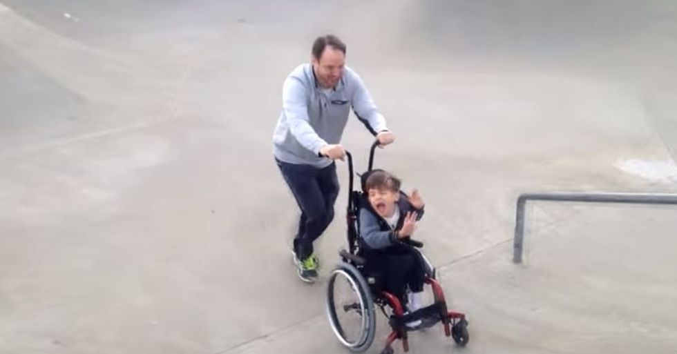 Father Takes His Son Who Has CP on a Thrilling Skate Park Ride