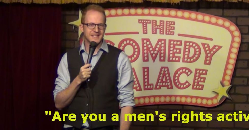 Sexist heckler gets humiliated in front of his own daughters.
