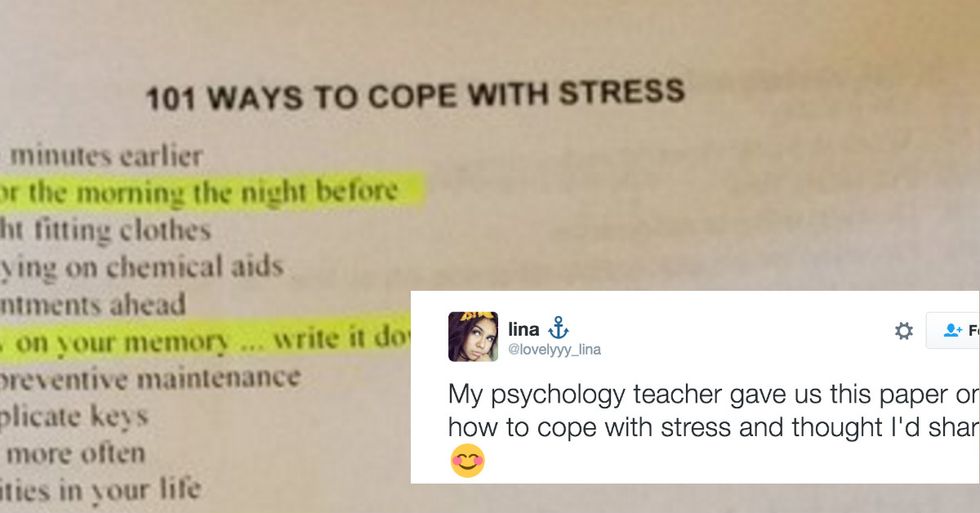 Teacher's List Of 101 Ways To Deal With Stress Is Going Viral