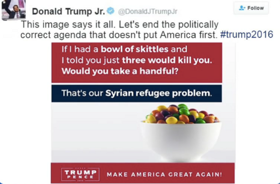 Donald Trump Jr. Just Compared The Refugee Crisis To Skittles