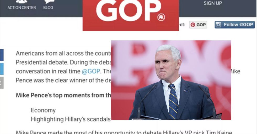 Genius Republican Party Accidentally Congratulates Pence And Trump On Winning Debate That Hasn’t Happened Yet