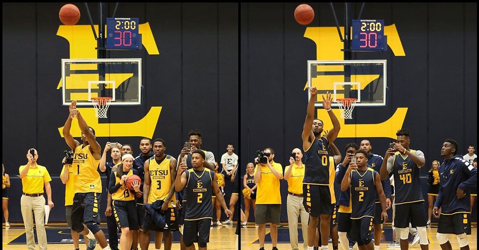 College Players Hit Back-To-Back Half-Court Shots, Winning Free Tution For Students