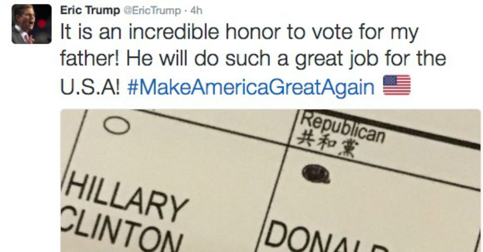 Eric Trump Just Broke The Law In The Voting Booth. Don’t Make The Same Mistake.