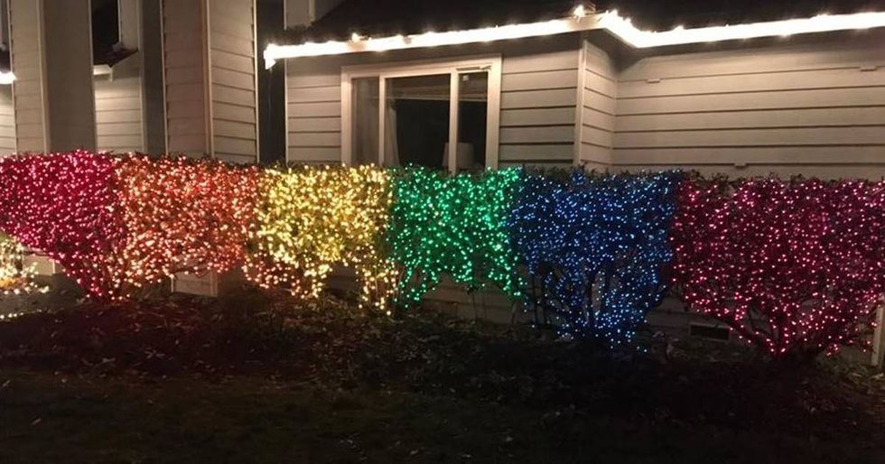 Woman Responds To Neighbor's Homophobic Comments With Rainbow Christmas Lights