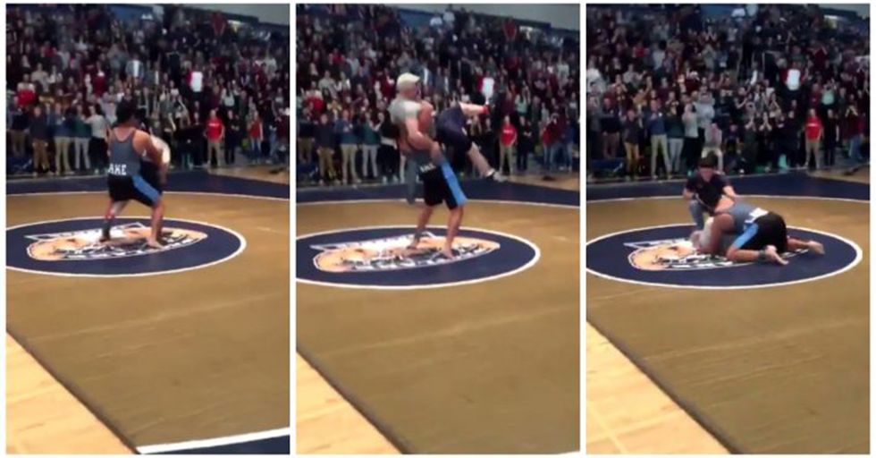 HS Wrestler Takes On His Headmaster For Charity...And Shows No Mercy