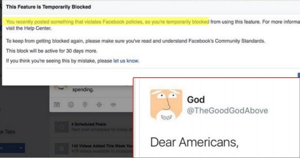 God Banned By Facebook For Wanting Healthcare and Education