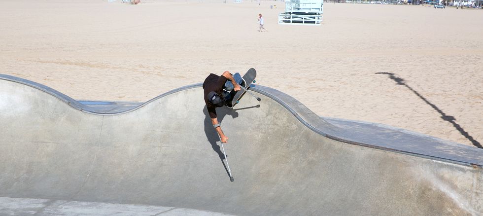 How One Skater Racked Up Thousands Of Miles On Four Wheels, Two Crutches, And One Leg