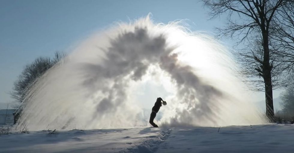 Tossing Boiling Water Into Freezing Air Creates This Beautifully Familiar Phenomenon
