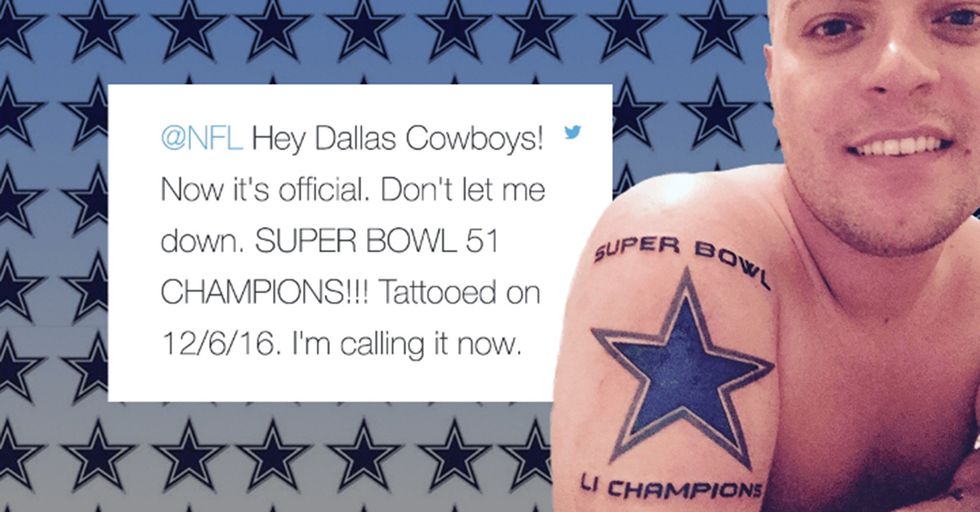Cowboys Fan Learns The Obvious Lesson Of Why You Don’t Get A ‘Super Bowl Champions’ Tattoo Mid-Playoffs