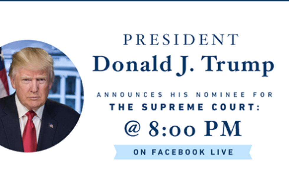 Watch President Donald Trump Announce Supreme Court Nominee Live