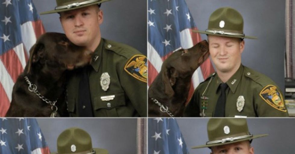 This Police Dog Can’t Stop Showing His Partner Love During Their Photo Shoot