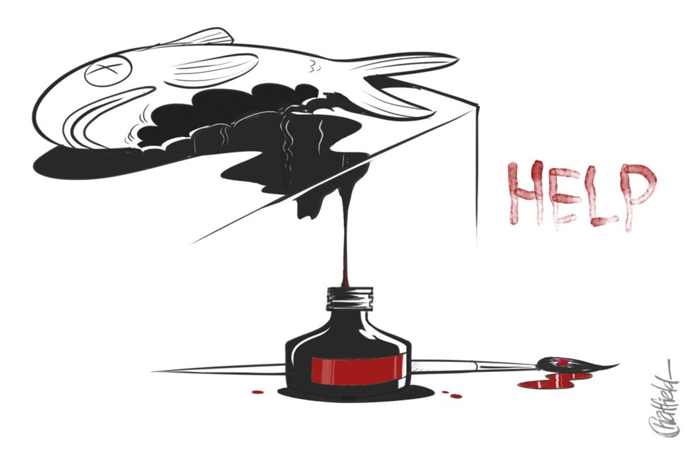 Cartoonists Are Rallying To #AddAFish In Support Of A Detained Refugee Artist