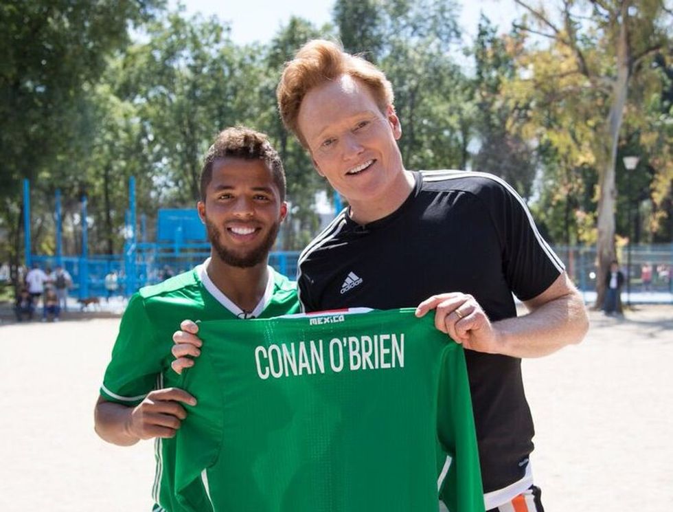 Conan O’Brien Plays Soccer in Mexico With Star Gio dos Santos