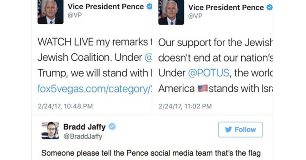 Mike Pence Sent Out Not One, But Two Pro-Israel Tweets With A Very Embarrassing And Obvious Error