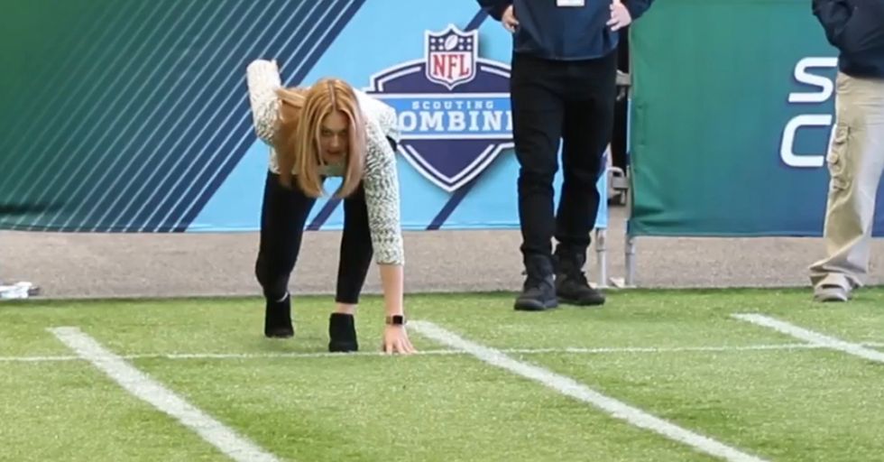 Random Act Of Sport: NFL Reporter Runs 40-Yard Dash While Wearing Heels