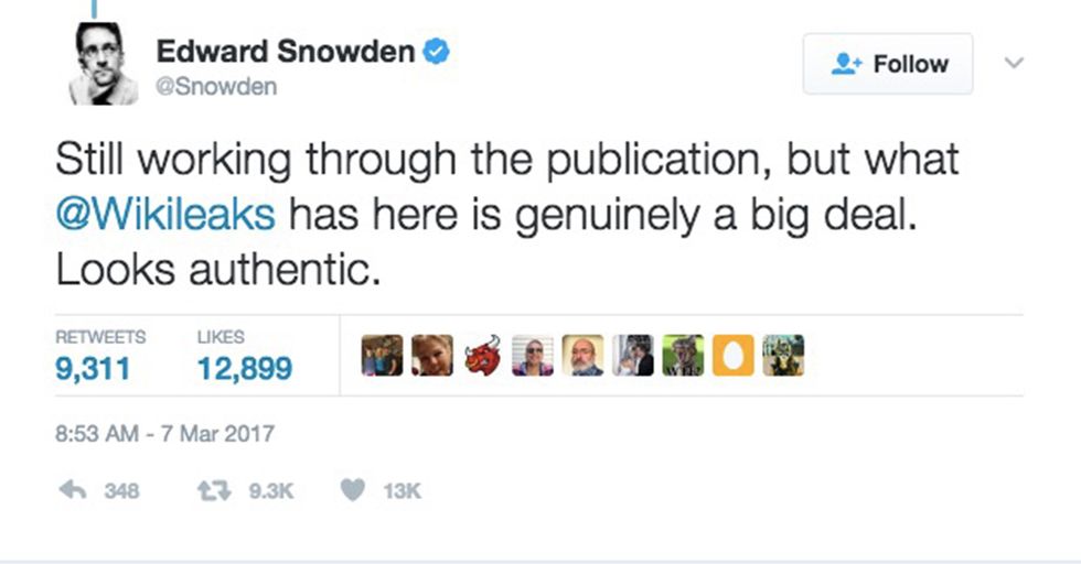 Edward Snowden Thinks The Wikileaks Docs Are Real And Offers His Take On What The ‘Big Deal’ Is