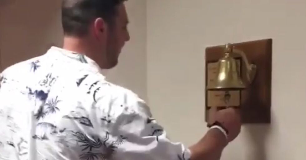 This NFL Player Celebrates The End Of His Chemo By Ringing This Bell So Hard It Breaks