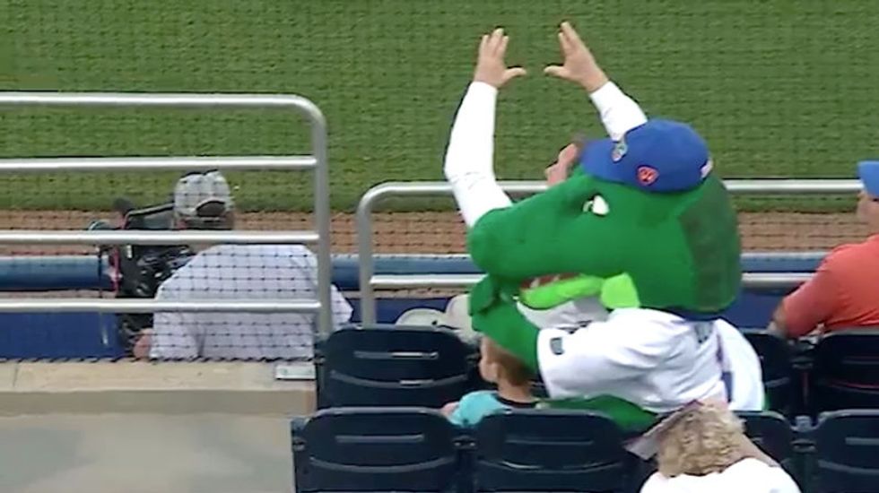 Watch This Goofy Mascot Save This Kid From A Foul Ball