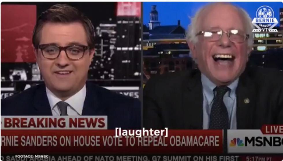 Bernie Sanders Can’t Stop Laughing At Trump’s Health Care Confession