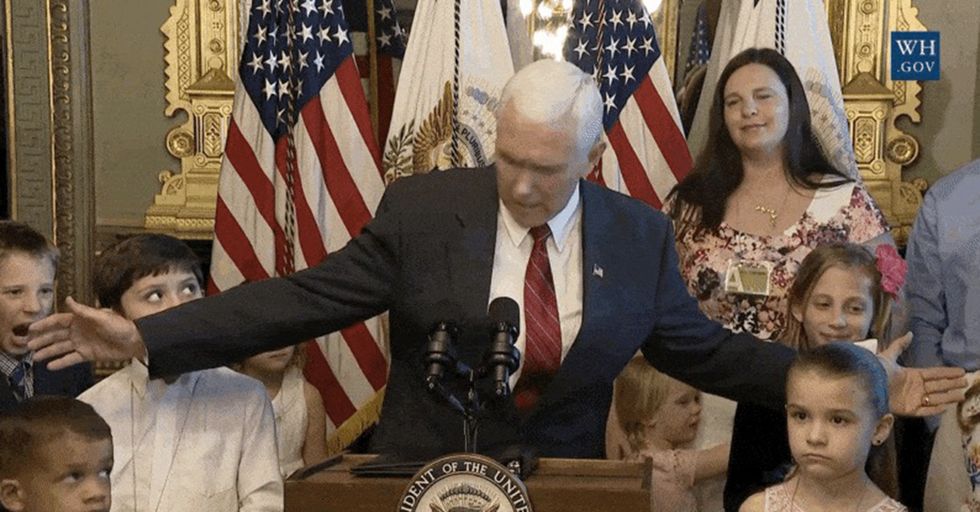 A Persistent Little Kid Demanded Mike Pence Apologize After The VP Accidentally Hit Him In The Head