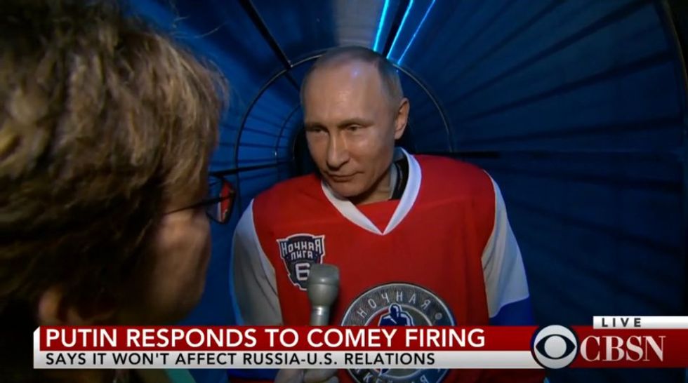 Watch Putin Play Some Awkward Hockey, Then Comment On Trump Firing Comey