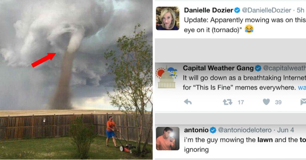 What Everyone Is Getting Wrong About Incredible Photo Of A Guy Mowing The Lawn During Tornado