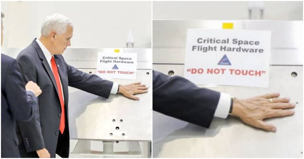 Mike Pence Ignores ‘DO NOT TOUCH’ Sign At The Kennedy Space Center