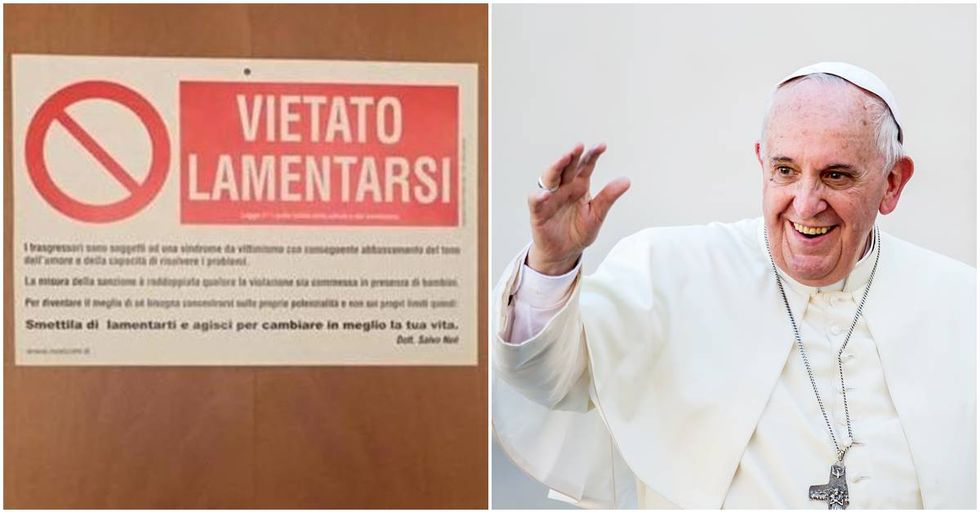 Pope Francis Hangs A ‘No Whining’ Sign Outside His Office