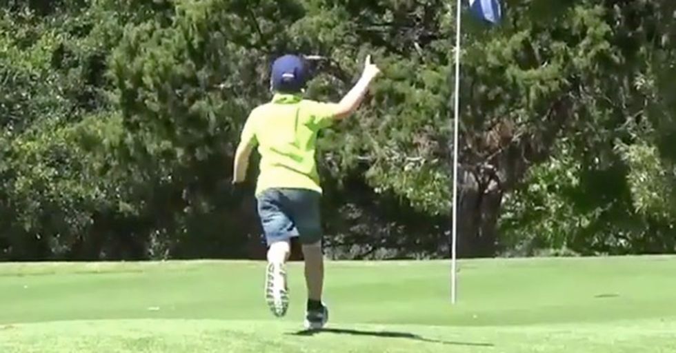 A 5-Year-Old Misses His Own Awesome Golf Shot Because He Was Too Short To See It