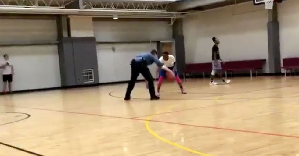 A Uniformed Cop Completely Schools A Player In A Pickup Game