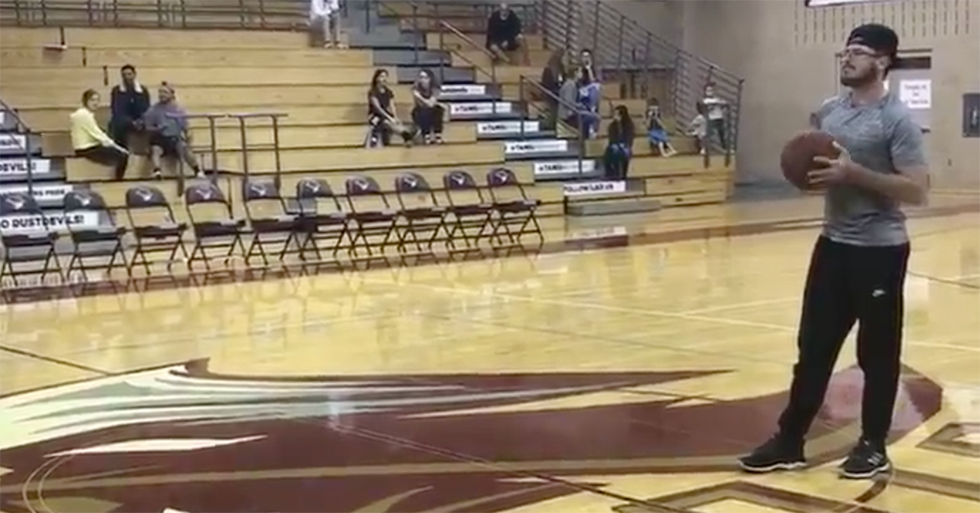 College Student Shoots An Impressive Array Of Basketball Shots To Win A Big Cash Prize