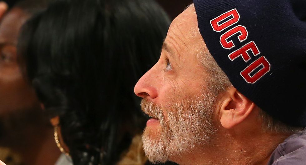 Knicks Fan Jon Stewart Appeared Tortured When This Opposing Player Sank A Shot