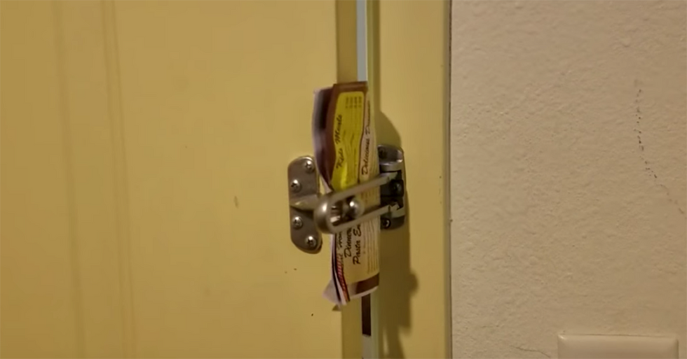 This hotel door being opened with a piece of paper is a powerful reminder to use the bolt lock.