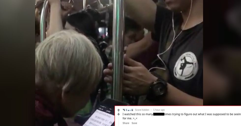 This simple act of kindness filmed on a train is going viral – can you spot what it is?