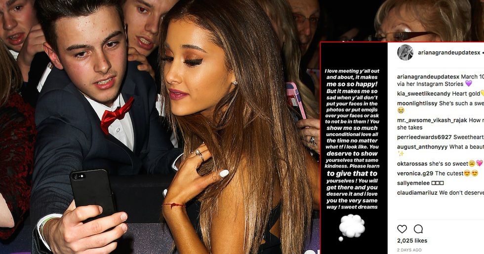 Ariana Grande Asks Fans To Stop Cropping Themselves Out Of Selfies They Take With Her