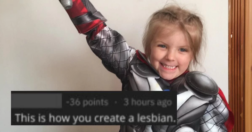 Superhero dad had the best comeback when a troll called his 6-year-old daughter a lesbian.
