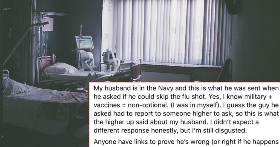 Enlisted anti-vaxxer tried to skip on a flu shot for his newborn and the Navy schooled him for it.