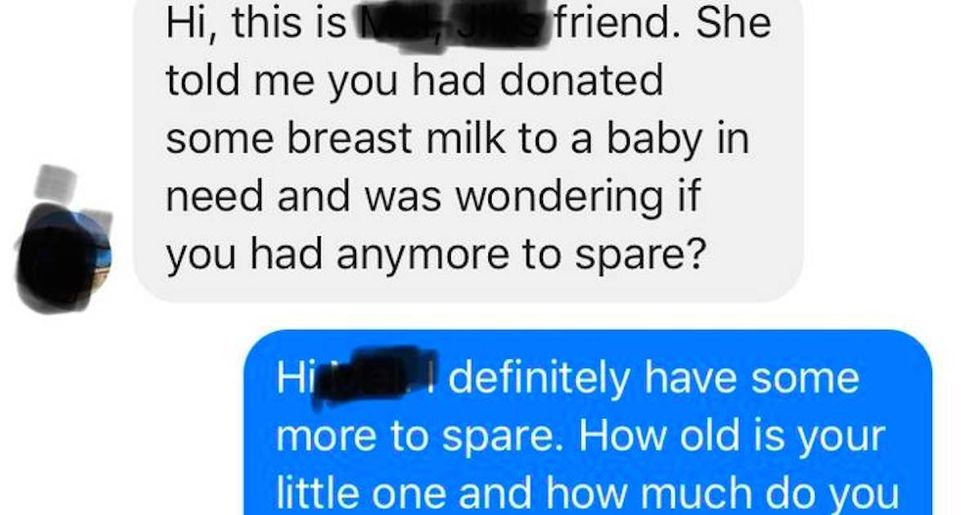 A parent asks a mom to donate her breast milk to their hungry toddler. It gets weirder.