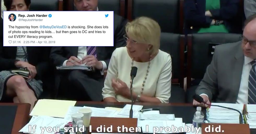 A Democratic freshman just exposed Betsy DeVos' literacy hypocrisy to her face. And it was beautiful.