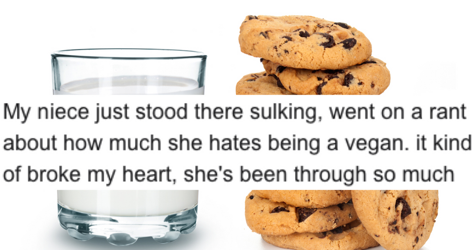 Man asks if he's in the wrong for feeding his vegan niece milk and cookies, internet digs in.